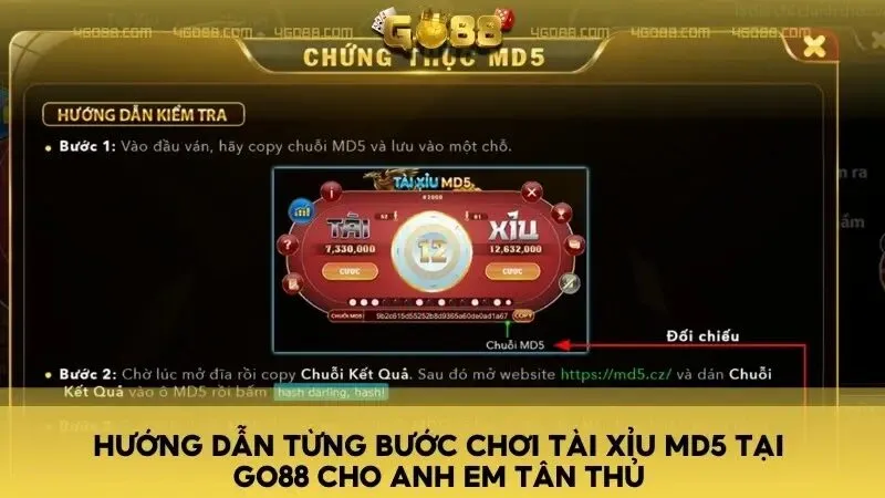 Hướng dẫn từng bước chơi tài xỉu MD5 tại GO88 cho anh em tân thủ