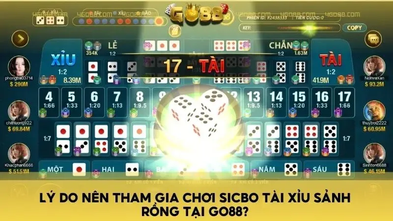 Lý do nên tham gia chơi Sicbo Tài Xỉu Sảnh Rồng tại Go88?