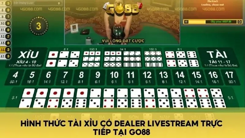 Hình thức Tài xỉu có dealer Livestream trực tiếp tại Go88