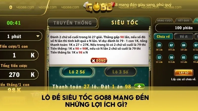 Lô đề siêu tốc Go88 mang đến những lợi ích gì?