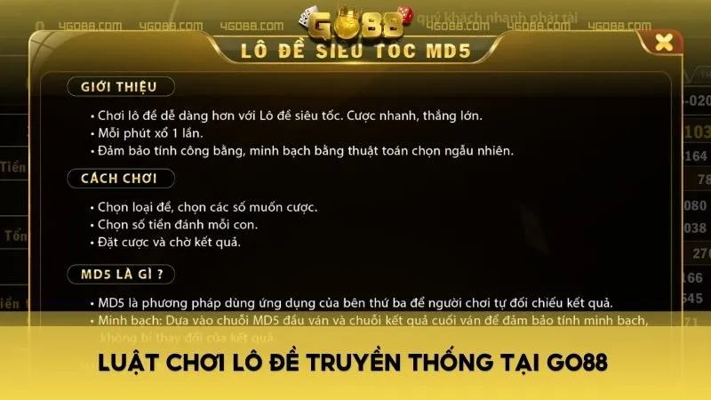 Luật chơi lô đề truyền thống tại GO88