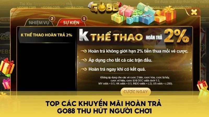 Top các khuyến mãi hoàn trả Go88 thu hút người chơi