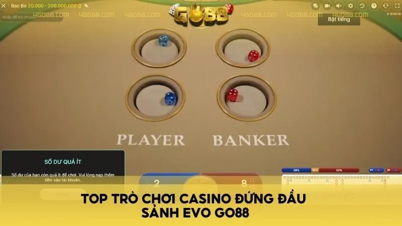 Top trò chơi Casino đứng đầu sảnh EVO GO88